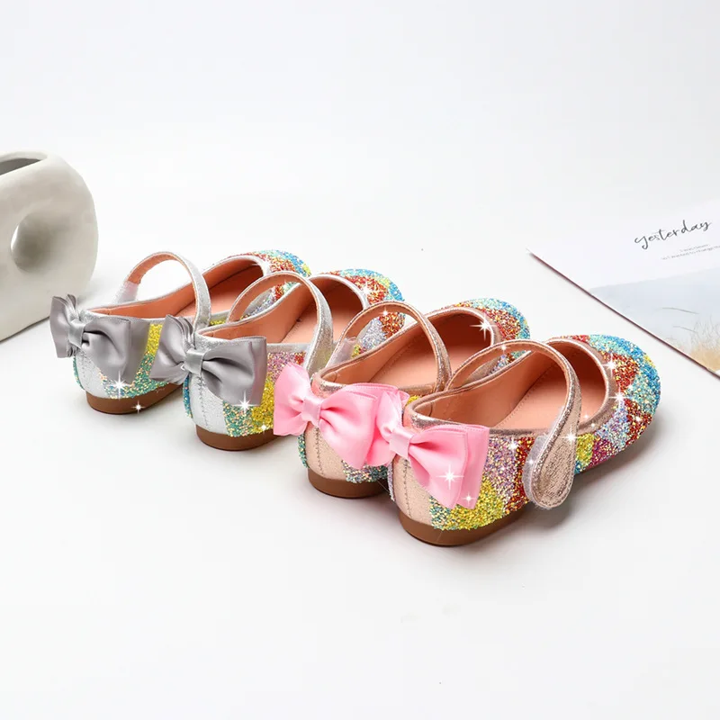 Летнее платье для детей Платье принцессы девочек Блестящие Босоножки кожаные