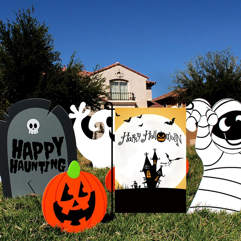 

Flagnshow Halloween Garden Flags and Banner 12x18 Inch Polyester Hallowmas Decorations for Yard
