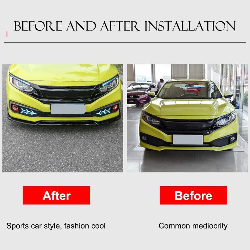 3 шт. карбоновый передний бампер для губ комплект спойлер для Honda Civic Sedan 4Dr SSW021