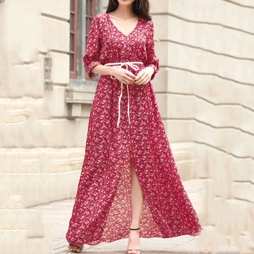 Пляжное шифоновое длинное платье Boho большие размеры весна-лето 2020 богемное