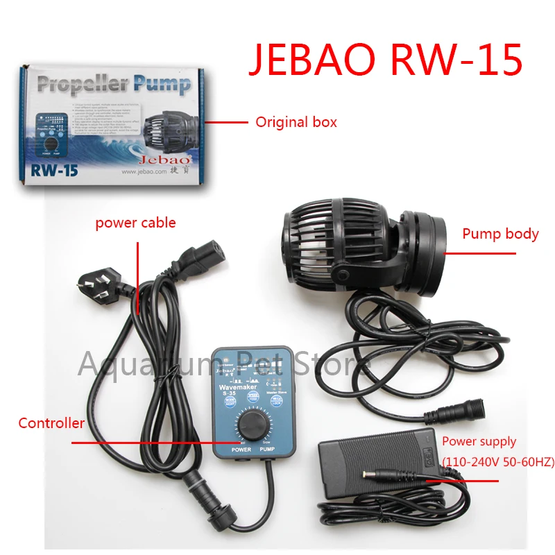 Jebao/Jecod 110 ~ 240V RW-4 RW-8 RW-15 RW-20 Коралл цилиндр насоса. Аквариум волна машина для