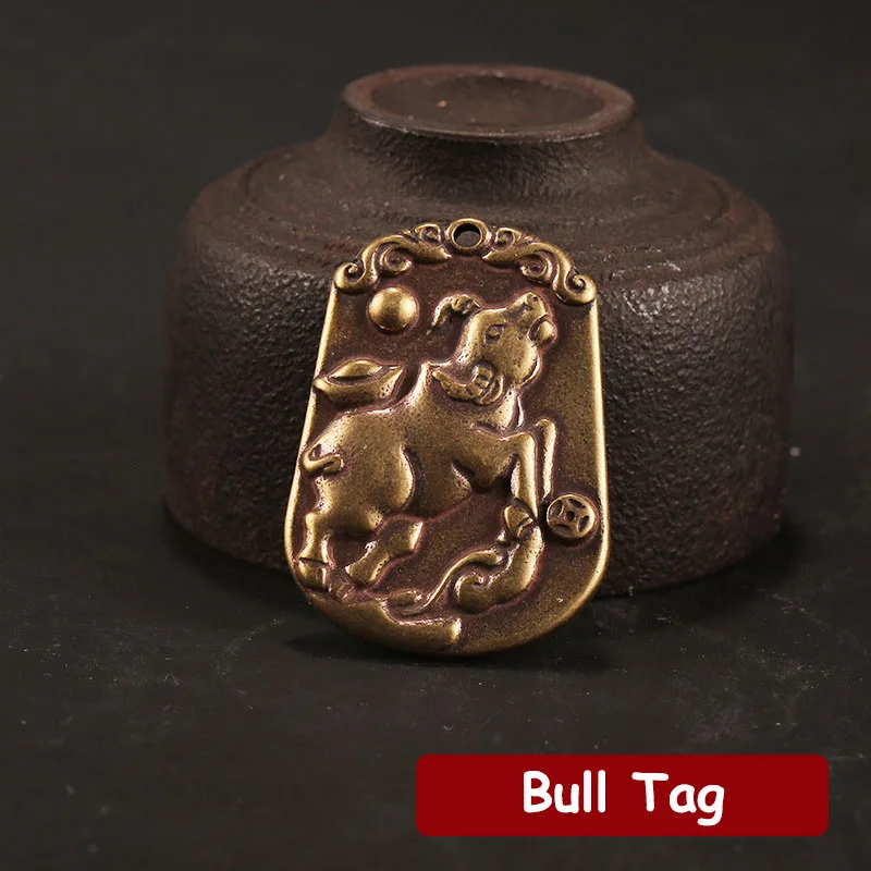 Брелок для ключей винтажная медная китайская бирка с 12 знаками Зодиака животными