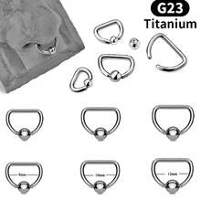 1PCS G23 Titanium D Shape Captive Bead Ring Ear Hoop Nose Ring Loop Ear Tragus Cartilalge Piercing Ring Body Jewelry Earring 16G