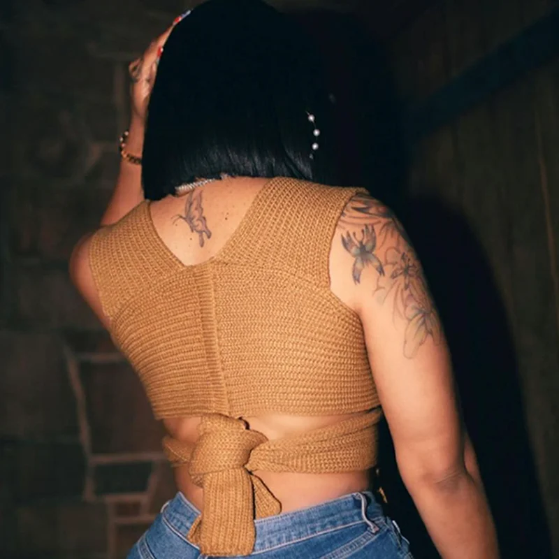 Укороченный свитер сексуальный осенне-летний модный жилет Черный Повседневный