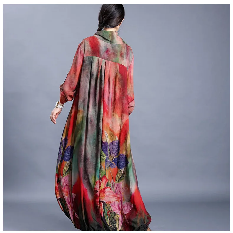 Женское модельное дизайнерское платье макси повседневное Длинное свободное с v