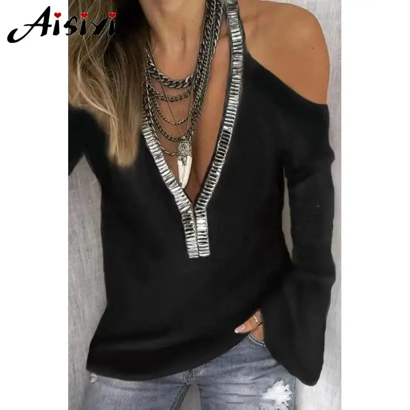 Женская рубашка и топ размера плюс черный с длинным рукавом женская модная