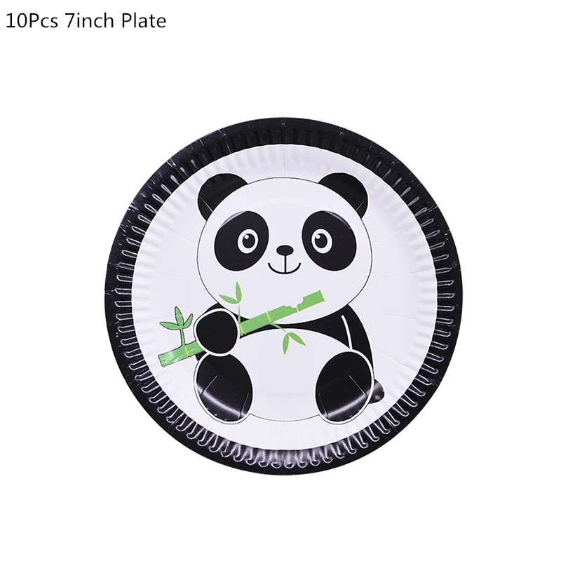 10pcs 7inch plate Мультяшная панда тематическая вечеринка на день рождения украшения одноразовая посуда набор тарелок салфетка панда вечерние шары подарок для ребенка - Цвет: 10pcs 7inch plate