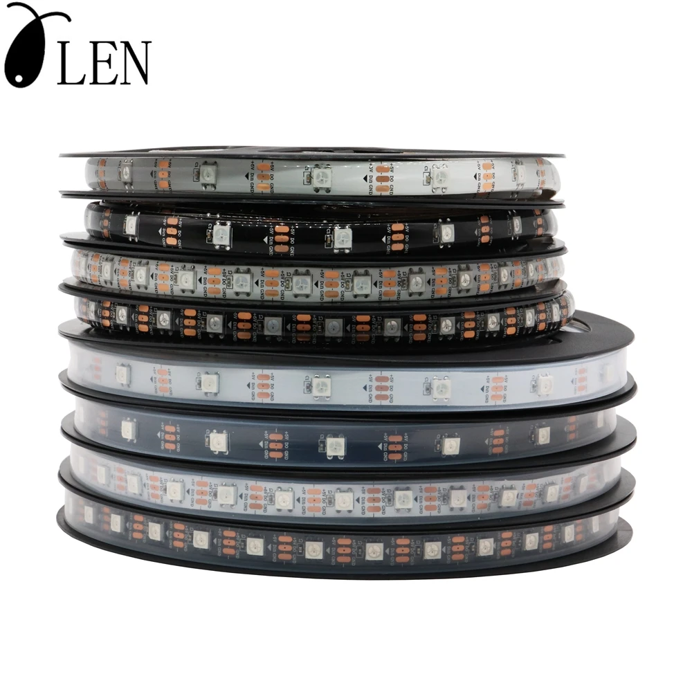 

WS2812B LED Strip Light Smart Individually Addressable RGB Tape For Backlight TV Christmas Pixel Lamp 30/60/144Leds/M DC/USB5V