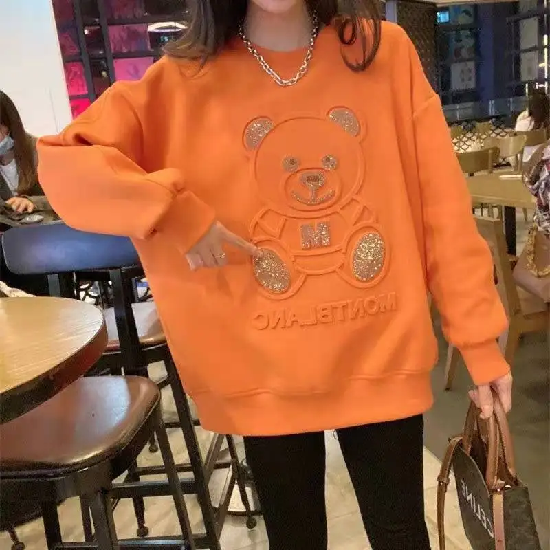 Кавайная одежда свитшоты женская на осень 2021 дизайнерские толстовки со стразами