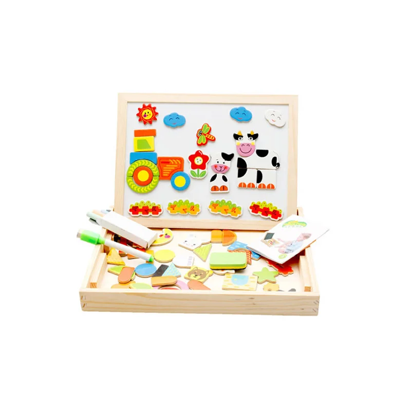 Портативный мультяшный детский Магнитный пазл доска для рисования набор