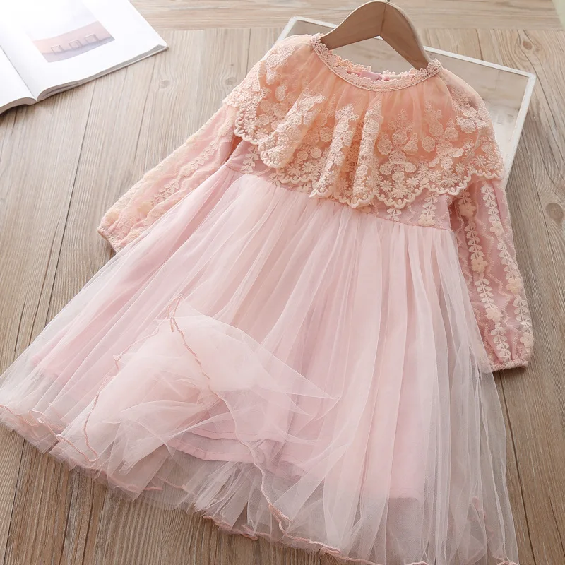 Платье для маленьких девочек кружевное детское рождественское платье с длинными