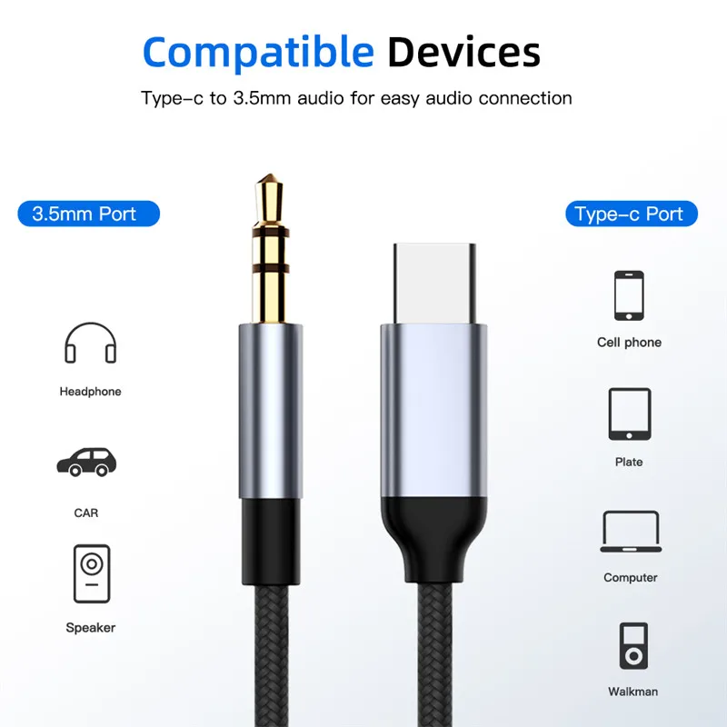 

Type C Audio Cable USB C male to 3.5mm Jack male AUX Headphones Adapter Cable for Xiaomi 6 8 Mix Samsung S8 Note 8 Huawei Mate 9