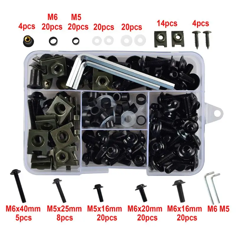 

177PCS/Set CNC Alloy M6 M5 Fairing Bolts Kit Bodywork Screws Nut For Motorcycle 6 colors