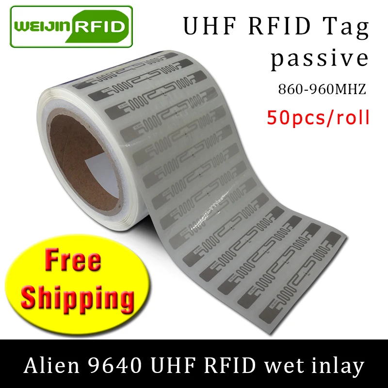 RFID tag UHF стикер Alien 9640 влажная инкрустация 915mhz868мгц 860 960 МГц Higgs3 EPC 6C 50 шт. Бесплатная