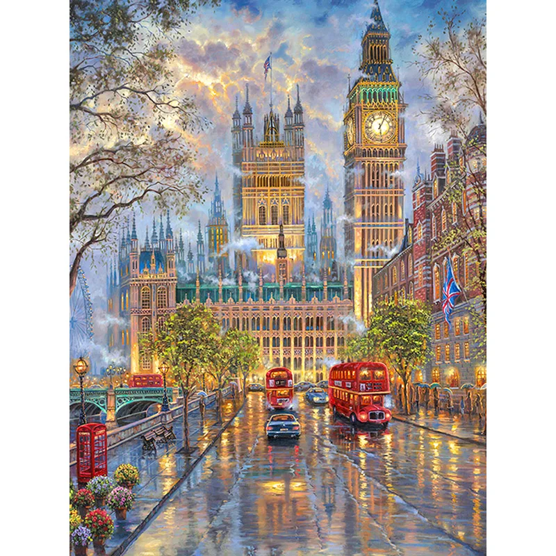 

100% Full 5D Diy Daimond Painting "London Street View" 3D Diamond Painting Round Rhinestones Diamant Painting Embroidery Scenery