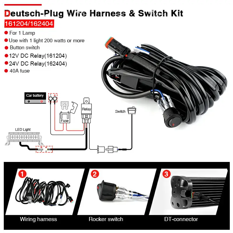 Светодиодный осветительный прибор 4x4 для езды по бездорожью 12 В 40 А|connector|connector