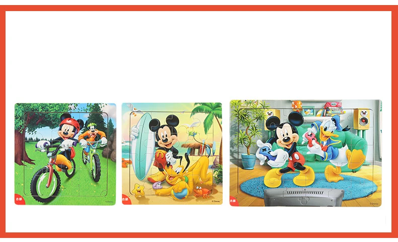 Деревянные головоломки disney 9 шт.+ 16 шт.+ 30 шт. Комбинированная деревянная рамка головоломка с рисунками детская головоломка
