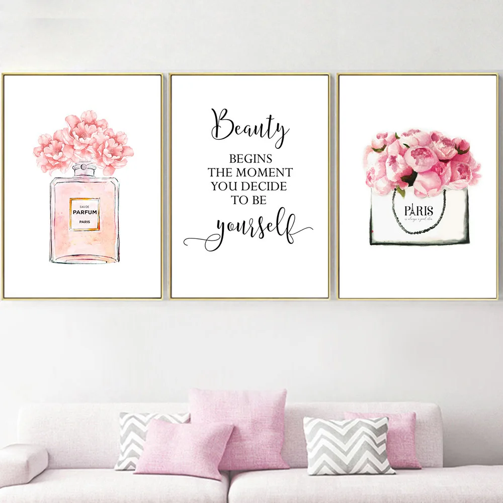 Постер в скандинавском стиле флакон духов Картина на холсте настенное Искусство