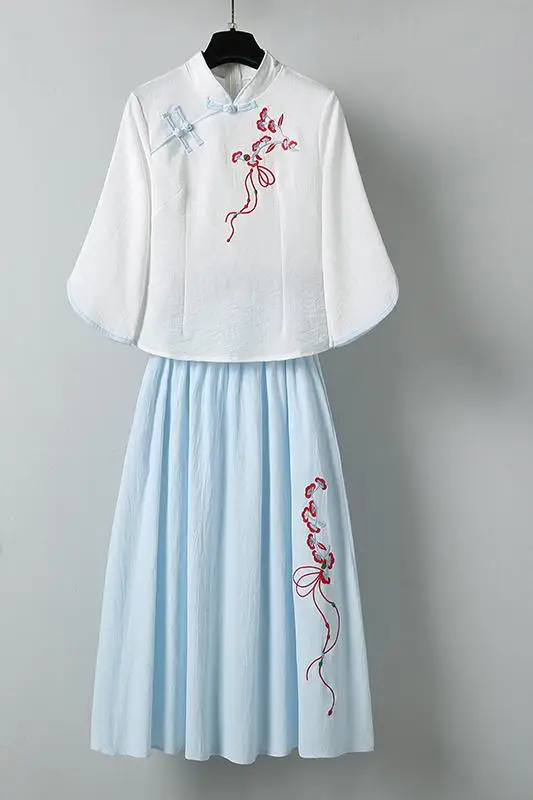 

Make summer new ancient women's folk embroidery plate buckles small pure and fresh and improved hanfu coat