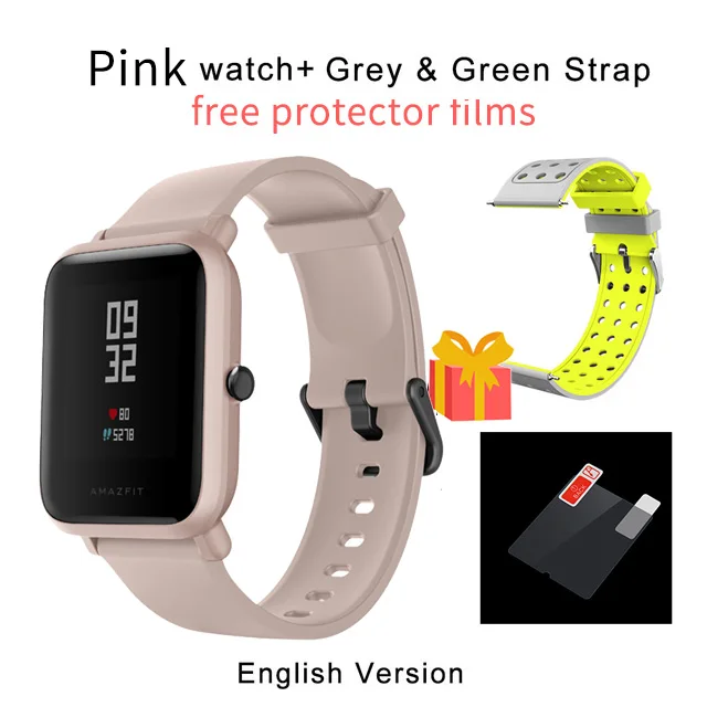 pink a gray strap 1 год гарантии Amazfit Bip Lite Смарт-часы, глобальная версия, 45 дней Срок службы батареи 3ATM в соответствии со стандартом водонепроницаемости Smartwatch для Xiaomi - Цвет: pink a gray strap