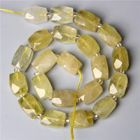 12x16mm natural faceted yellow lemon quartz crystal stone bead loose tube gem beads for jewelry making handmade bracelet earring