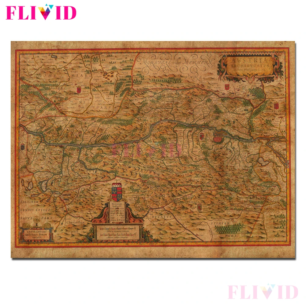 

Austria Lazius 1662 Atlas Blaeuw Retro Map Poster Wall Art Canvas Print For Living Room Home Decor Posters And Prints Unframed