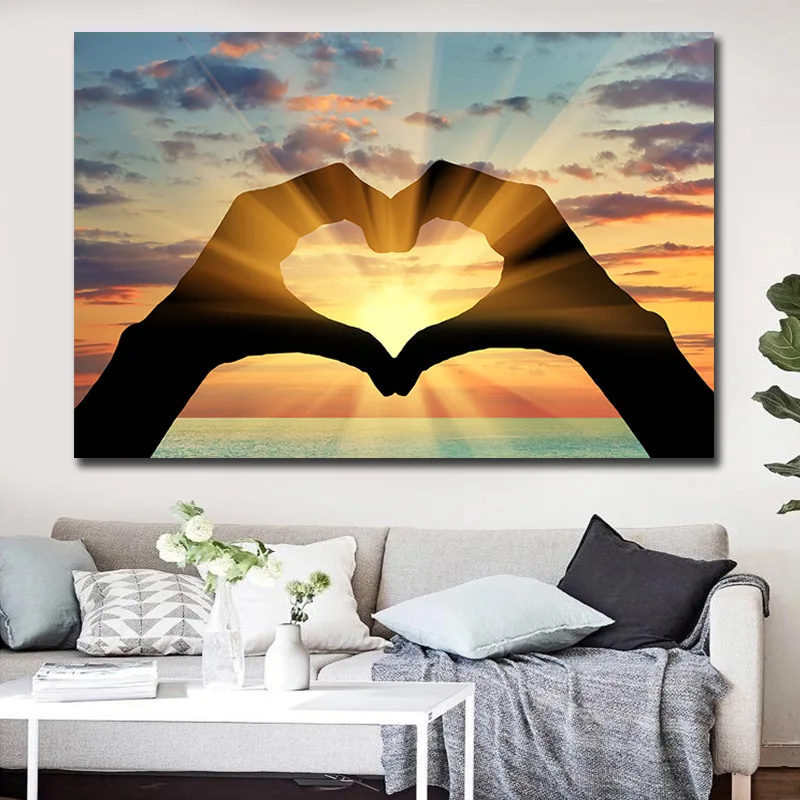 Современная домашняя Настенная роспись с одним прикроватным закатом влюбленным