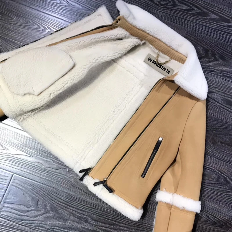 Женская замшевая куртка из овечьей кожи меха ягненка овчины | одежда