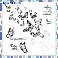 azsg hand holding flying butterfly clear stamps for diy scrapbookingcard makingalbum decorative silicone stamp crafts