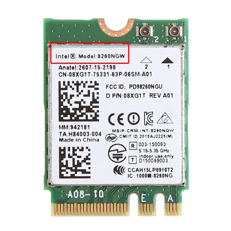 

Dual Band 867M 2.4+5G Bluetooth V4.2 Wireless Wifi WLAN Card For Intel 8260 8260NGW AC DELL 08XJ1T X6HA