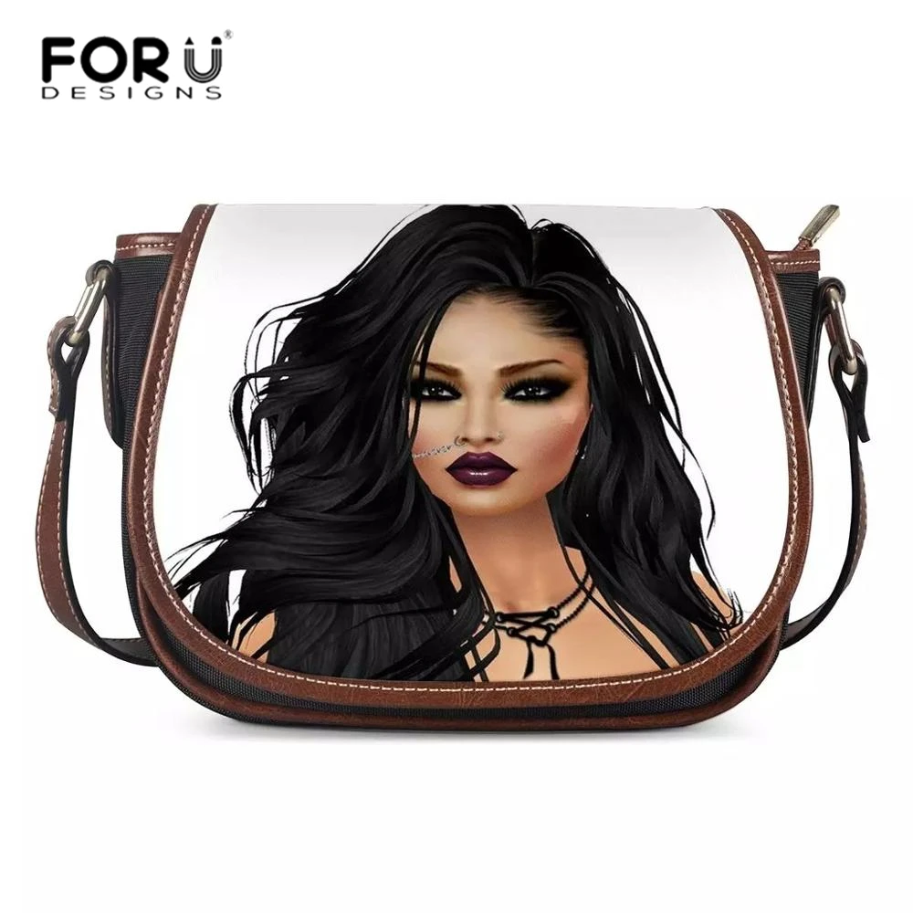 Сумки-мессенджеры FORUDESIGNS из искусственной кожи для женщин африканские черные