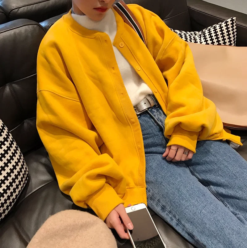 Осень зима Новинка в Корейском стиле В Харадзюку на застежке молнии кофты для