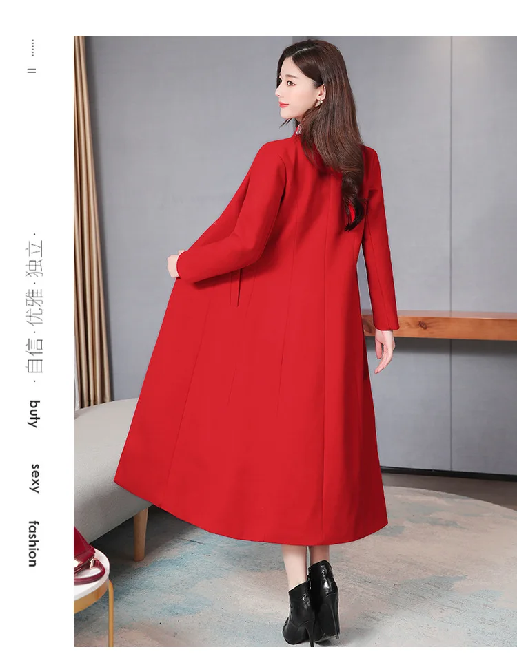 Женское осеннее и зимнее пальто китайский cheongsam ретро китайский стиль Hanfu улучшенное плотное шерстяное кружевное пальто