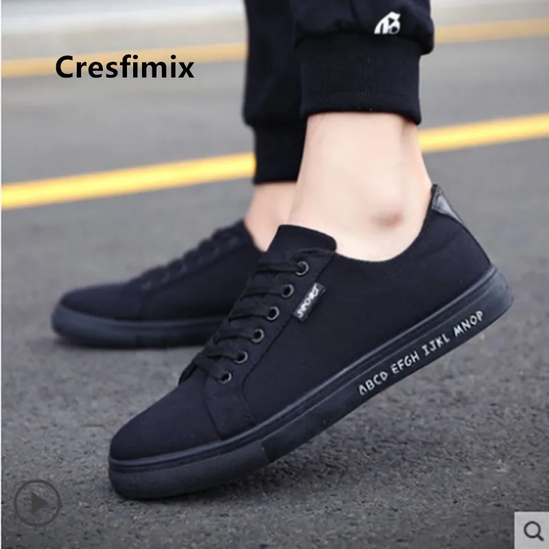 Мужская парусиновая обувь Cresfimix модная удобная черного и золотого цвета высокого