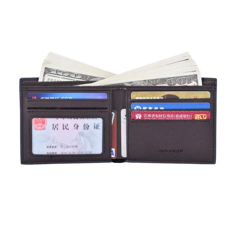 Мужской кошелек из парусины короткий студенческий тонкий милый передний карман