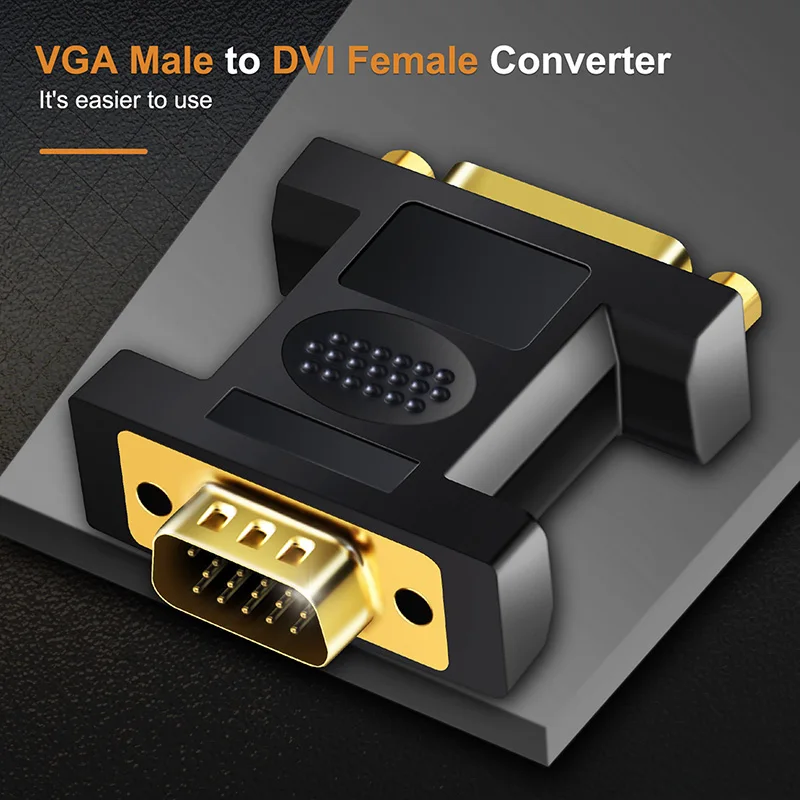Переходник CABLETIME с VGA папа на DVI мама 24 + 5 Pin адаптер 1080 позолоченный конвертер для