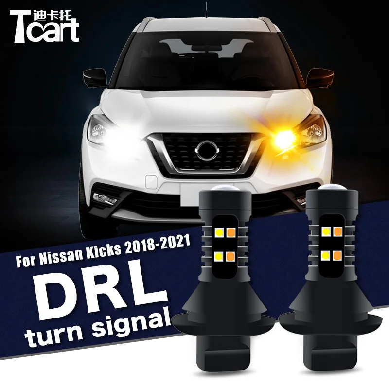 

For Nissan Kicks 2017 2018 2019 2020 2Pcs Led drl Daytime Running Turn Lights 2IN1 Car accessories