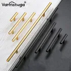 Матовые черные золотые прямые ручки для шкафа из нержавеющей стали матовые черные золотые кухонные дверные ручки