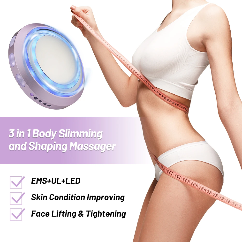 Kopen Ems 3D Mini Body Afslanken Vormgeven Stimulator Ultrasone Therapie Gewichtsverlies Led Rood Blauw Licht Verminderen Acne Rimpel Huid Lifting