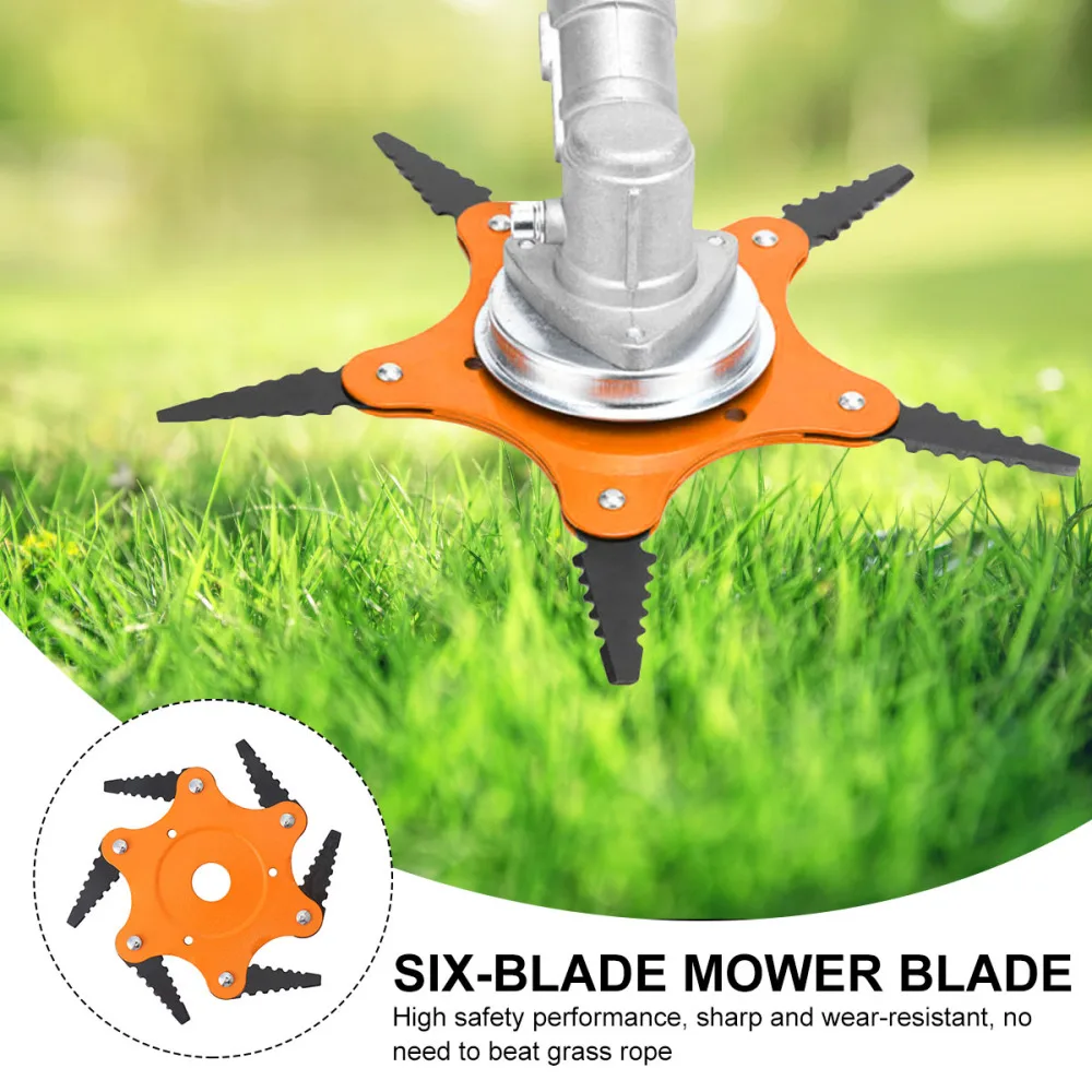 

1pc Toothed Style Lawn Mower Six Leaf Grass Trimmer Six Tooth Weeder Accessories Mower Tools (Yellow)