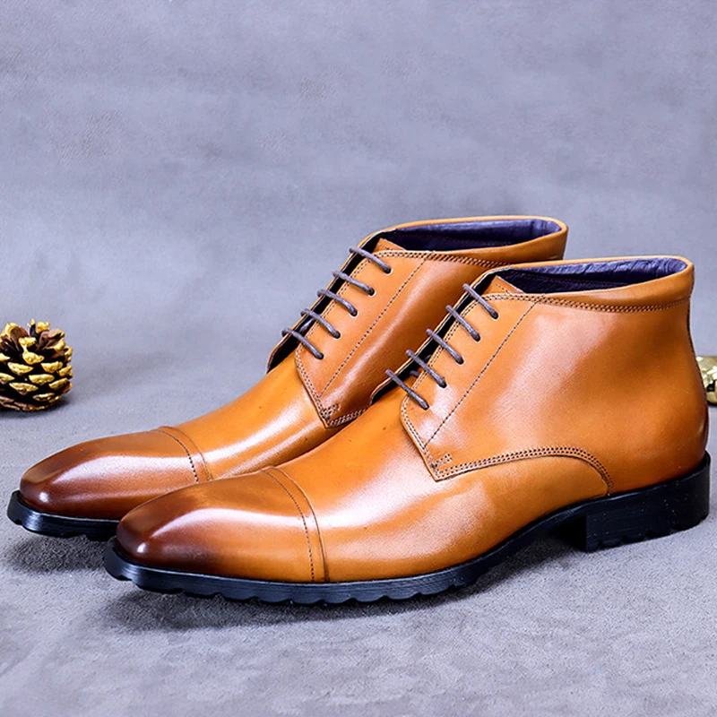 

Мужские короткие ботинки в британском стиле, ботинки из воловьей кожи с квадратным носком, высокие сапоги для верховой езды, Осень-зима