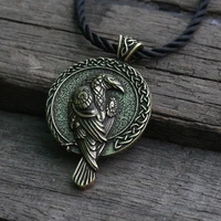nordic viking animal necklace talisman for men celtic knot crow pendant