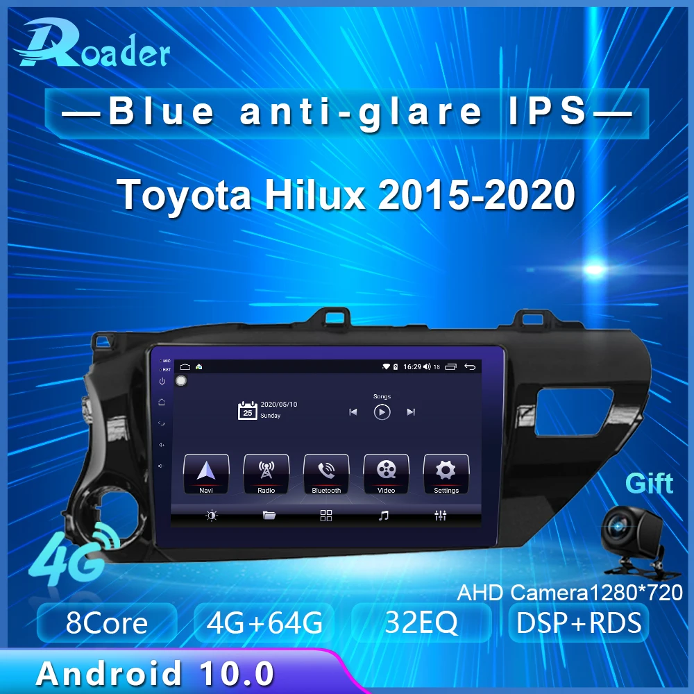 Roader Android 10 0 автомобильный DVD для Toyota Hilux AN120 2015 - 2020 4G/64G Автомобильный