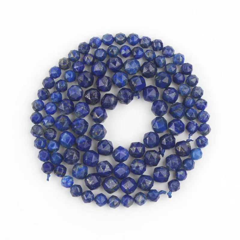 

Natural Faceted Lapis Lazuli Stone Beads Genuine Round Loose Spacer Beads For DIY Jewelry Making Bracelet Charms Accessories