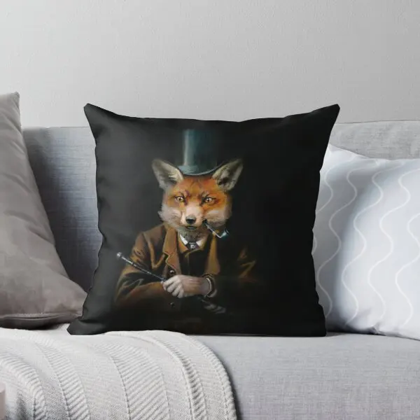 

Dapper Victorian Fox Printing Throw Pillow Cover Fashion Fashion Case Comfort Cushion Wedding Anime Bed Pillows not include