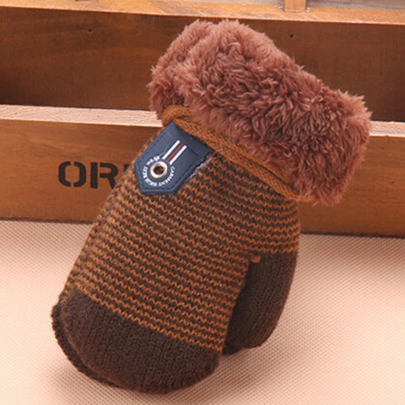 Baby Knitted Gloves Winter Boys Girls Warm Rope Full Finger Mittens For Children Toddler Kids Gift | Детская одежда и обувь