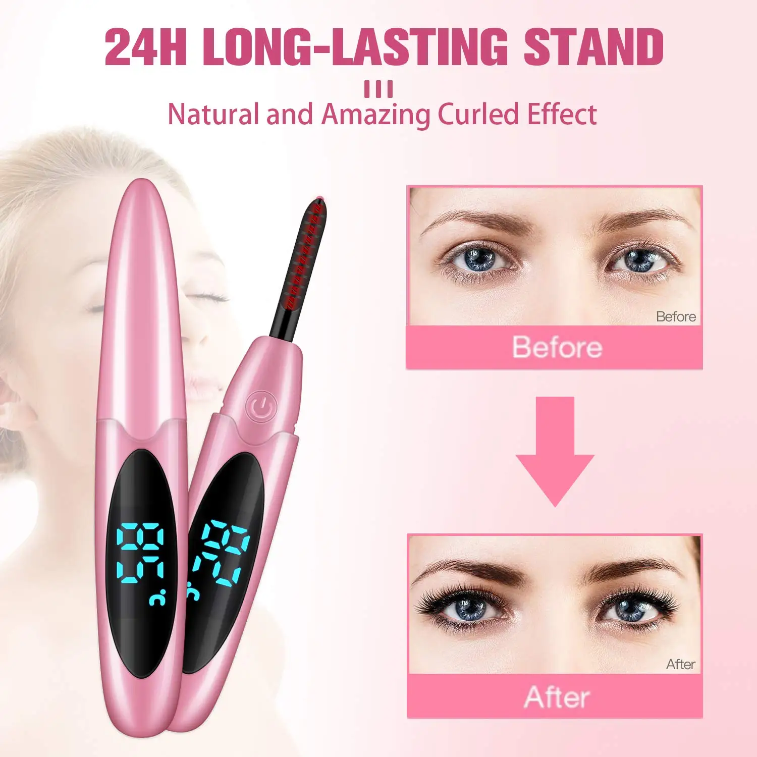 

Electric Eyelash Curler Charging Beauty Tool Digital Led Display Adjuatable Temperature Electric Perm Eyelash Curler Longlasting