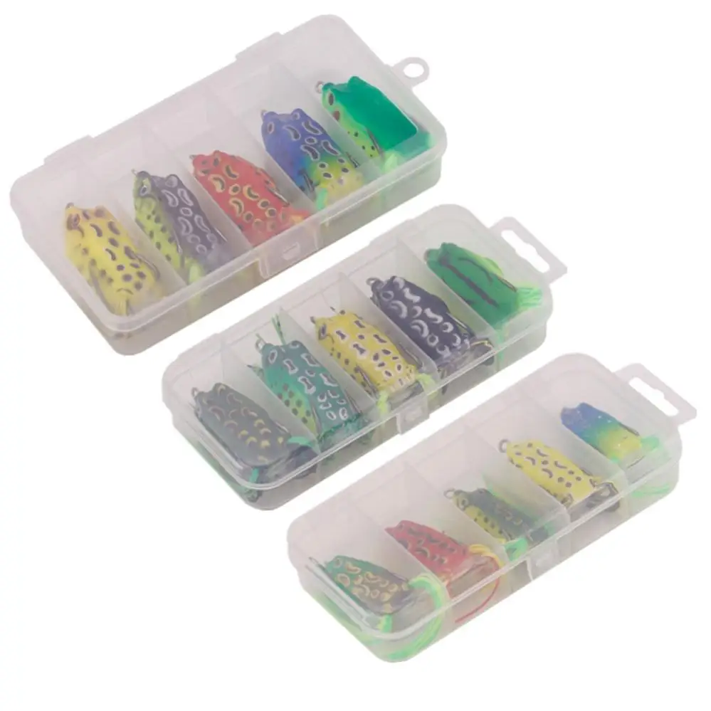 

5pcs/box Frog Lure Topwater Wobblers Bait kit 4cm 5cm 6cm for Pike Artificial Soft Fishing Baits Snake Head Gear Lures