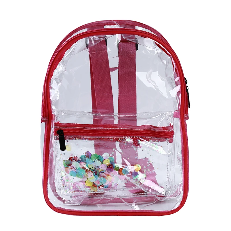 

Transparent Waterproof PVC Bag Female Fashion College Students Transparent Shoulder Bag Sequin Bag Unisex Bacpack