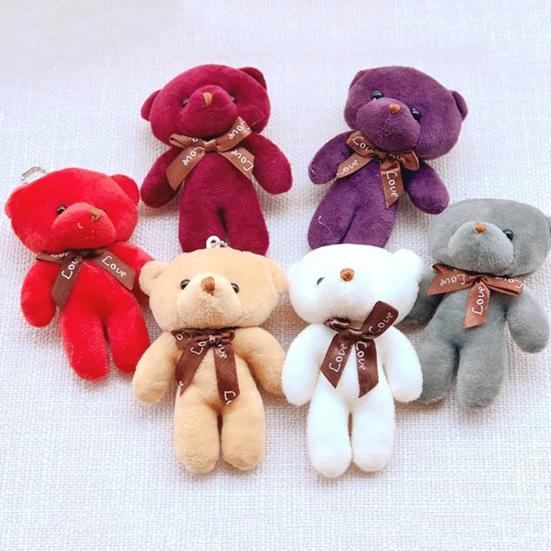 

12cm a tie plush toy teddy bear doll pendant keychain PP Cotton Soft Stuffed Bears Toy Doll toy gifts